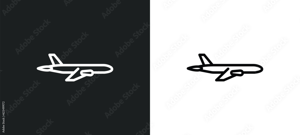 jetliner icon isolated in white and black colors. jetliner outline vector icon from transportation collection for web, mobile apps and ui.
