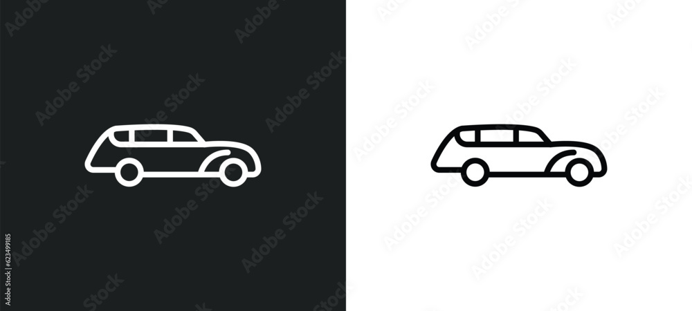 hearse icon isolated in white and black colors. hearse outline vector icon from transportation collection for web, mobile apps and ui.