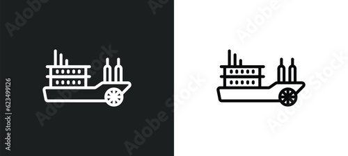 paddlewheeler icon isolated in white and black colors. paddlewheeler outline vector icon from transportation collection for web, mobile apps and ui.