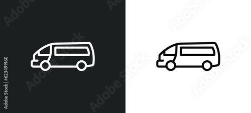 minibus icon isolated in white and black colors. minibus outline vector icon from transportation collection for web, mobile apps and ui.