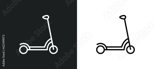 kick scooter icon isolated in white and black colors. kick scooter outline vector icon from transportation collection for web, mobile apps and ui.