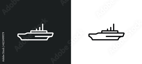 icebreaker ship icon isolated in white and black colors. icebreaker ship outline vector icon from transportation collection for web, mobile apps and ui.