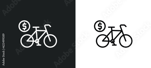 bicycle rental icon isolated in white and black colors. bicycle rental outline vector icon from transport collection for web, mobile apps and ui.