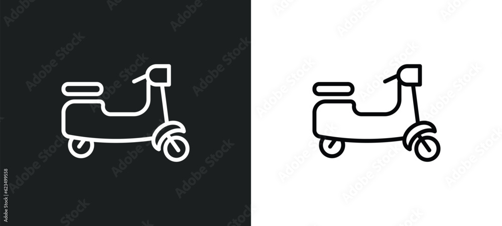 scooter bike icon isolated in white and black colors. scooter bike outline vector icon from transport collection for web, mobile apps and ui. scooter bike icon isolated in white and black colors. scooter bike outline vector icon from transport collection for web, mobile apps and ui.