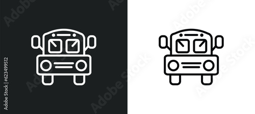 school bus empty icon isolated in white and black colors. school bus empty outline vector icon from transport collection for web, mobile apps and ui.