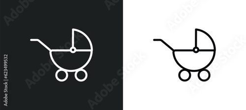 baby trolley icon isolated in white and black colors. baby trolley outline vector icon from transport collection for web, mobile apps and ui.
