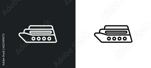 luxury yacht icon isolated in white and black colors. luxury yacht outline vector icon from transport collection for web, mobile apps and ui.