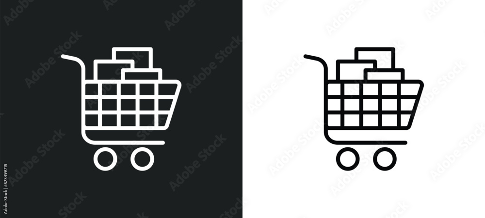 cart with boxes icon isolated in white and black colors. cart with boxes outline vector icon from transport collection for web, mobile apps and ui. cart with boxes icon isolated in white and black colors. cart with boxes outline vector icon from transport collection for web, mobile apps and ui.