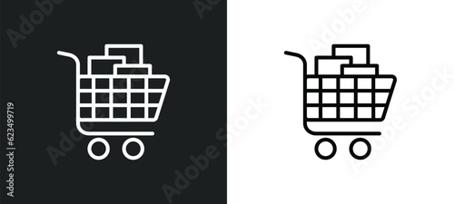 cart with boxes icon isolated in white and black colors. cart with boxes outline vector icon from transport collection for web, mobile apps and ui.