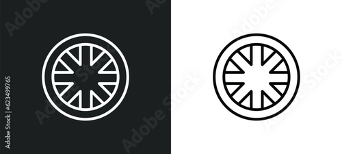 alloy wheel icon isolated in white and black colors. alloy wheel outline vector icon from transport collection for web, mobile apps and ui.