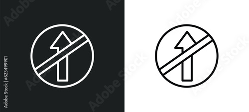 no straight icon isolated in white and black colors. no straight outline vector icon from traffic signs collection for web, mobile apps and ui.