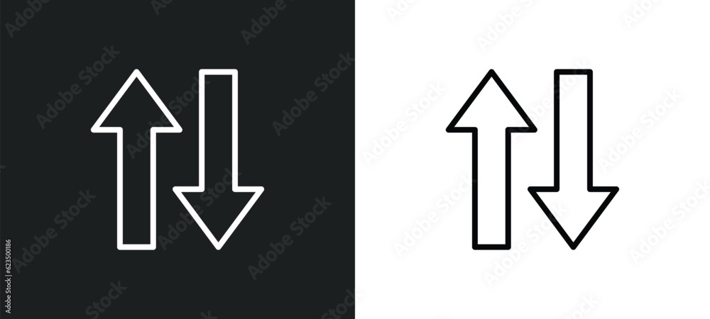 two ways icon isolated in white and black colors. two ways outline vector icon from traffic signs collection for web, mobile apps and ui. two ways icon isolated in white and black colors. two ways outline vector icon from traffic signs collection for web, mobile apps and ui.