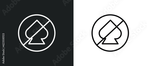 no gambling icon isolated in white and black colors. no gambling outline vector icon from traffic signs collection for web, mobile apps and ui.