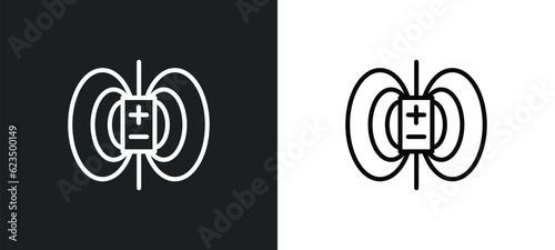 magnetic field icon isolated in white and black colors. magnetic field outline vector icon from traffic signs collection for web, mobile apps and ui.