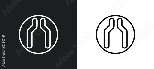 narrow road icon isolated in white and black colors. narrow road outline vector icon from traffic signs collection for web, mobile apps and ui.