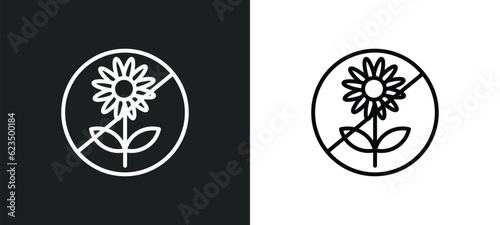 no picking flowers icon isolated in white and black colors. no picking flowers outline vector icon from traffic signs collection for web, mobile apps and ui.