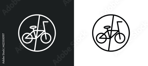 no bicycle icon isolated in white and black colors. no bicycle outline vector icon from traffic signs collection for web, mobile apps and ui.