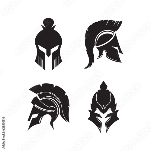 Knight helmet vector illustration for an icon, symbol or logo. knight flat logo gladiator