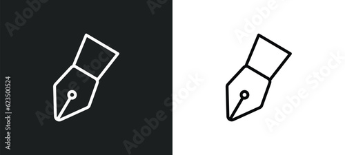 ink pen icon isolated in white and black colors. ink pen outline vector icon from tools and utensils collection for web, mobile apps and ui.