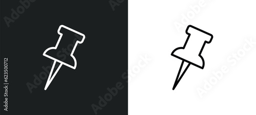 tack save button icon isolated in white and black colors. tack save button outline vector icon from tools and utensils collection for web, mobile apps and ui.