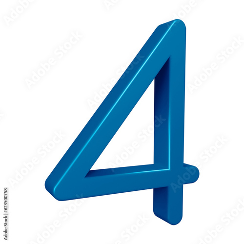 3d blue number 4 design for math, business and education concept 