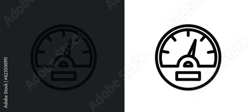 vehicle speedometer icon isolated in white and black colors. vehicle speedometer outline vector icon from technology collection for web, mobile apps and ui.
