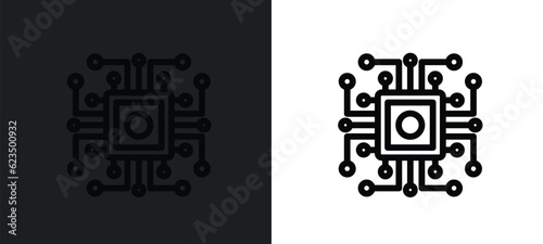 computer microprocessor icon isolated in white and black colors. computer microprocessor outline vector icon from technology collection for web, mobile apps and ui.