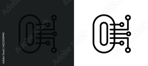 zero icon isolated in white and black colors. zero outline vector icon from technology collection. collection for web, mobile apps and ui.