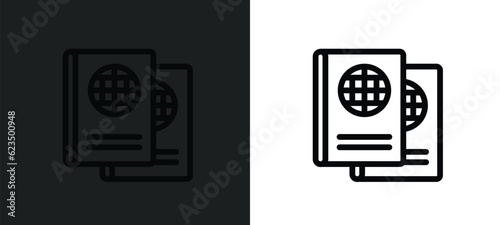 international passport icon isolated in white and black colors. international passport outline vector icon from technology collection for web, mobile apps and ui.