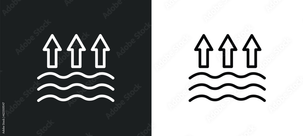 evaporation icon isolated in white and black colors. evaporation outline vector icon from technology collection for web, mobile apps and ui.
