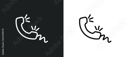 telephone receiver icon isolated in white and black colors. telephone receiver outline vector icon from technology collection for web, mobile apps and ui.