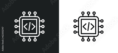 embedding icon isolated in white and black colors. embedding outline vector icon from technology collection for web, mobile apps and ui.
