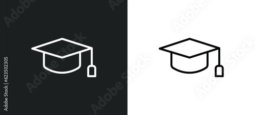 mortarboard icon isolated in white and black colors. mortarboard outline vector icon from success collection for web, mobile apps and ui. photo