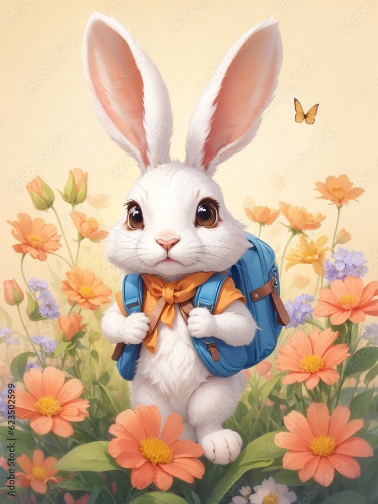 Obraz premium easter bunny with easter eggs, Generative AI