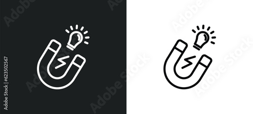 idea magnet icon isolated in white and black colors. idea magnet outline vector icon from startup stategy and collection for web, mobile apps and ui.