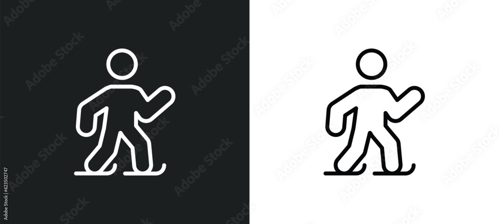 ice skating man icon isolated in white and black colors. ice skating man outline vector icon from sports collection for web, mobile apps and ui. ice skating man icon isolated in white and black colors. ice skating man outline vector icon from sports collection for web, mobile apps and ui.