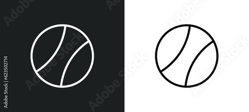 tennis sport ball icon isolated in white and black colors. tennis sport ball outline vector icon from sports collection for web, mobile apps and ui.