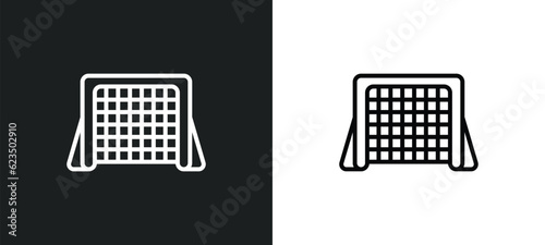 hockey goal icon isolated in white and black colors. hockey goal outline vector icon from sports collection for web, mobile apps and ui.