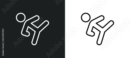 taekwondo icon isolated in white and black colors. taekwondo outline vector icon from sports collection for web, mobile apps and ui.