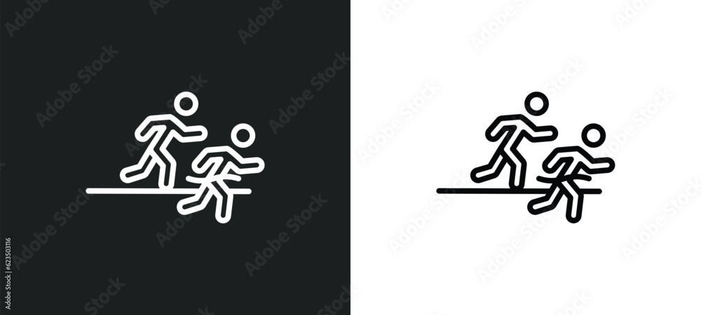 running a race icon isolated in white and black colors. running a race outline vector icon from sports collection for web, mobile apps and ui.