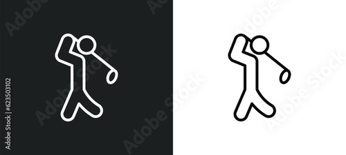 golf player icon isolated in white and black colors. golf player outline vector icon from sports collection for web, mobile apps and ui.