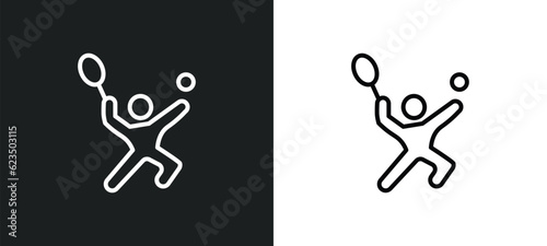 man playing tennis icon isolated in white and black colors. man playing tennis outline vector icon from sports collection for web, mobile apps and ui.