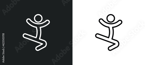 jumping dancer icon isolated in white and black colors. jumping dancer outline vector icon from sports collection for web, mobile apps and ui.