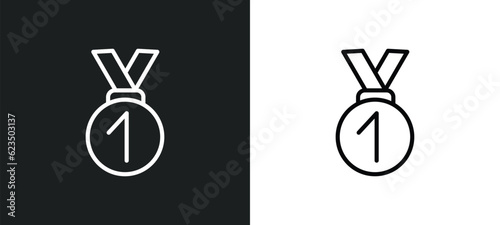 medal with number 1 icon isolated in white and black colors. medal with number 1 outline vector icon from sports collection for web, mobile apps and ui.