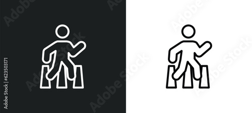 pedestrian walking icon isolated in white and black colors. pedestrian walking outline vector icon from sports collection for web  mobile apps and ui.