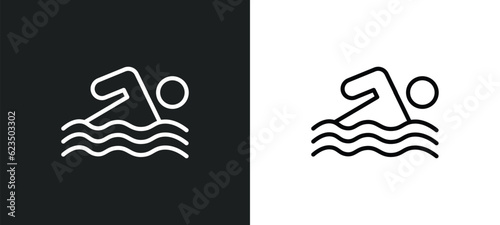 swimming icon isolated in white and black colors. swimming outline vector icon from sport collection for web, mobile apps and ui.