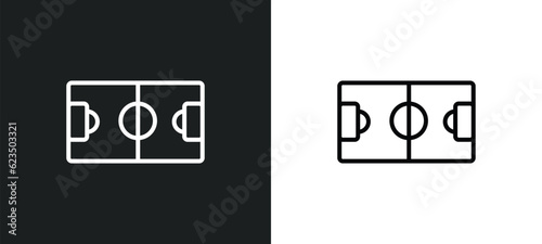 soccer field icon isolated in white and black colors. soccer field outline vector icon from sport collection for web, mobile apps and ui.