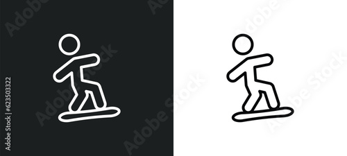 snowboarding icon isolated in white and black colors. snowboarding outline vector icon from sport collection for web, mobile apps and ui.