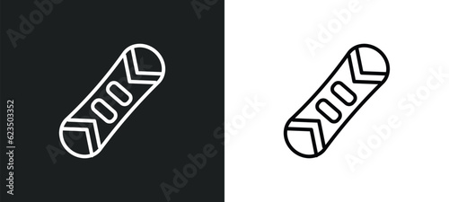snowboard icon isolated in white and black colors. snowboard outline vector icon from sport collection for web, mobile apps and ui.
