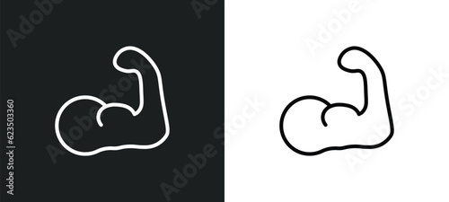 muscle icon isolated in white and black colors. muscle outline vector icon from sport collection for web, mobile apps and ui.